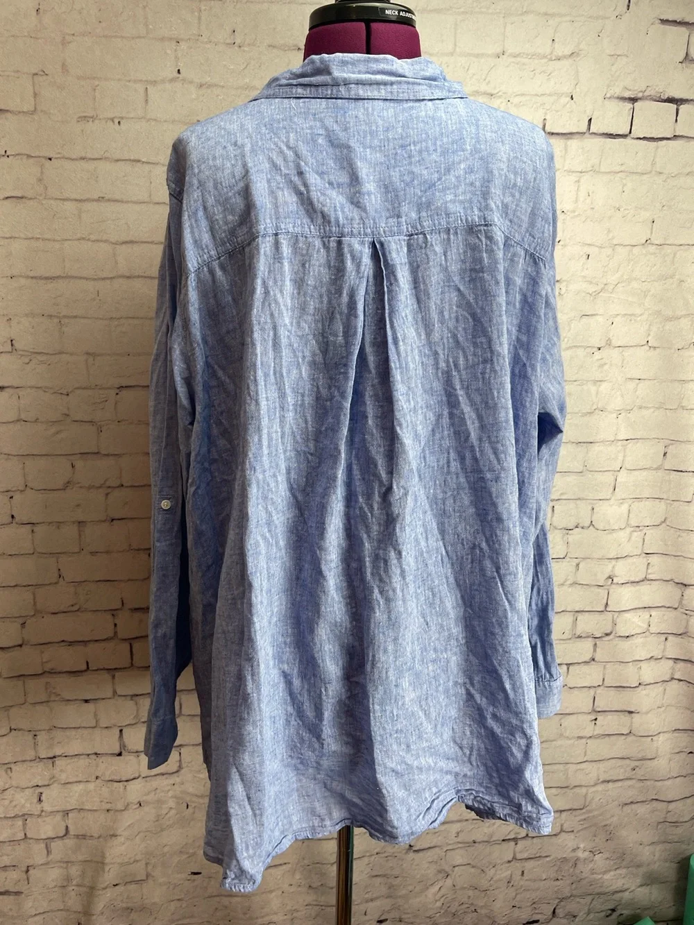 Lane Bryant size 26/28 light blue linen blend long sleeve button down shirt
